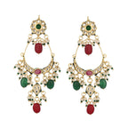 Nuyug 22K Gold Plated Crescent Kundan Drop Green Stone Chandbali Earrings - Distacart