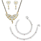 AanyaCentric Gold-plated Mangalsutra Pendant Earring Set & Silver Plated Anklet - Distacart