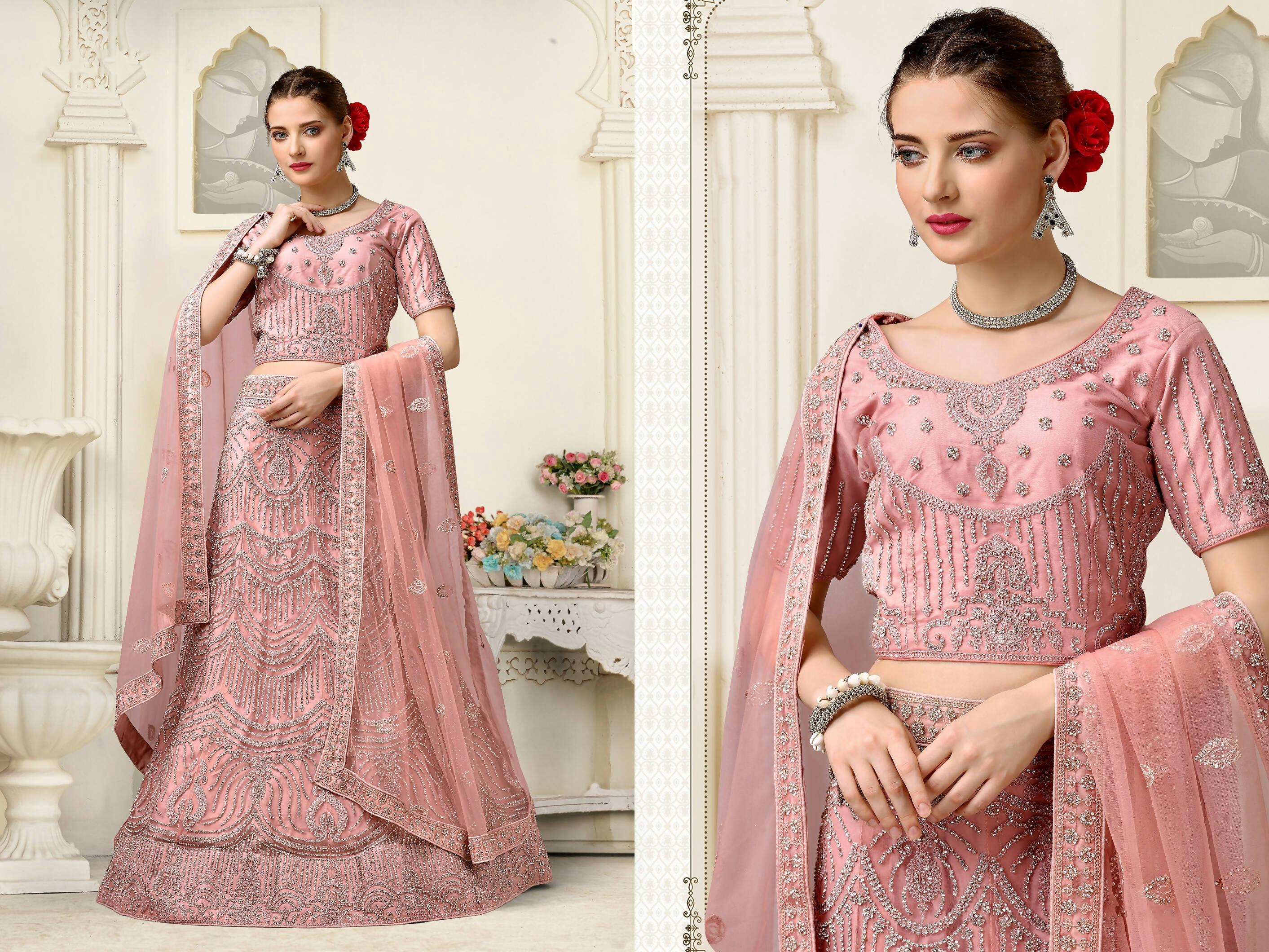 Light Pink Net Fancy Zari Embroidered work Lehenga Choli with Dupatta - Heer