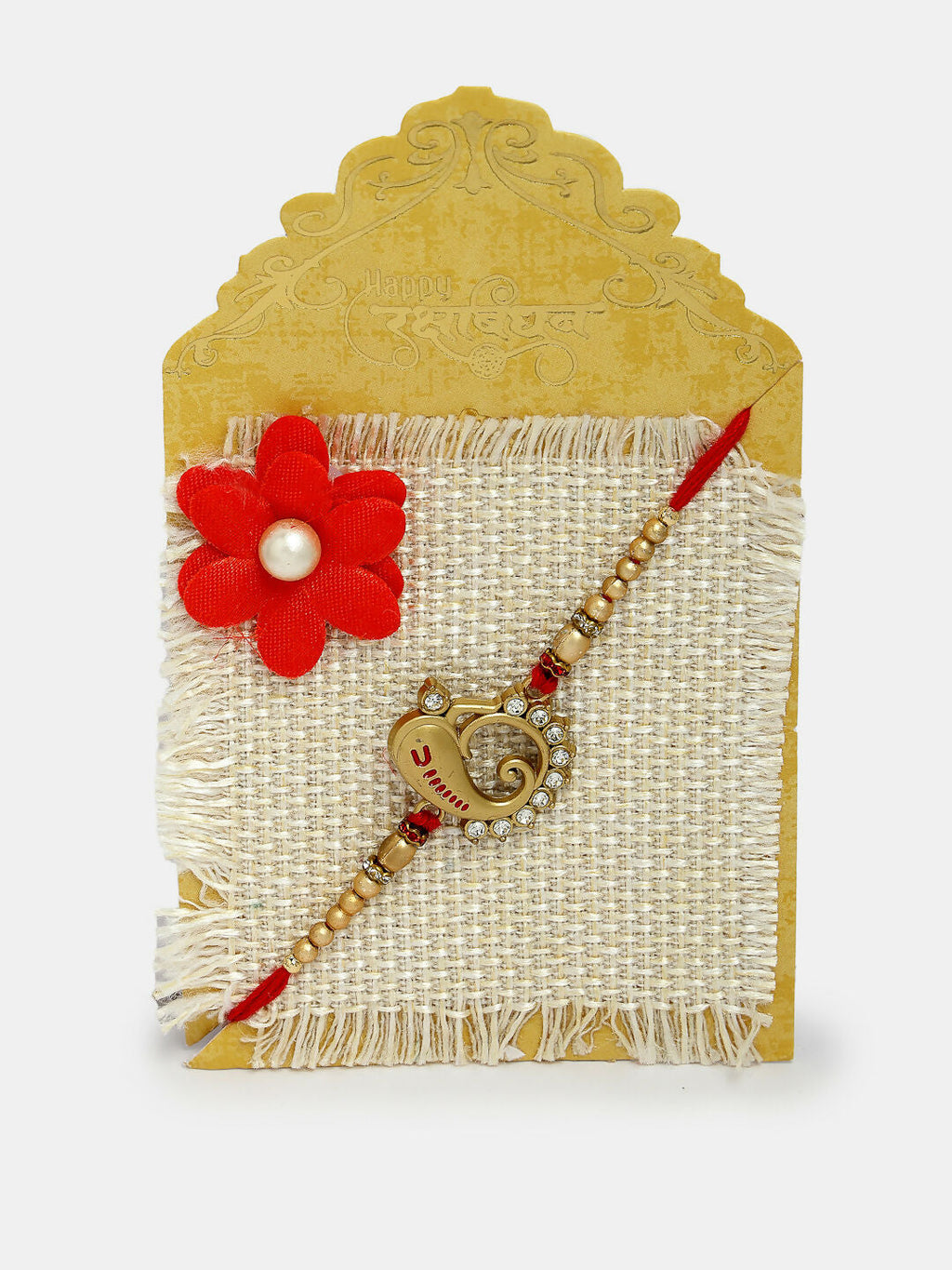 NVR Men Set of 2 Gold-Toned Ganesha Stone-Studded Rakhi With Roli Chawal - Distacart