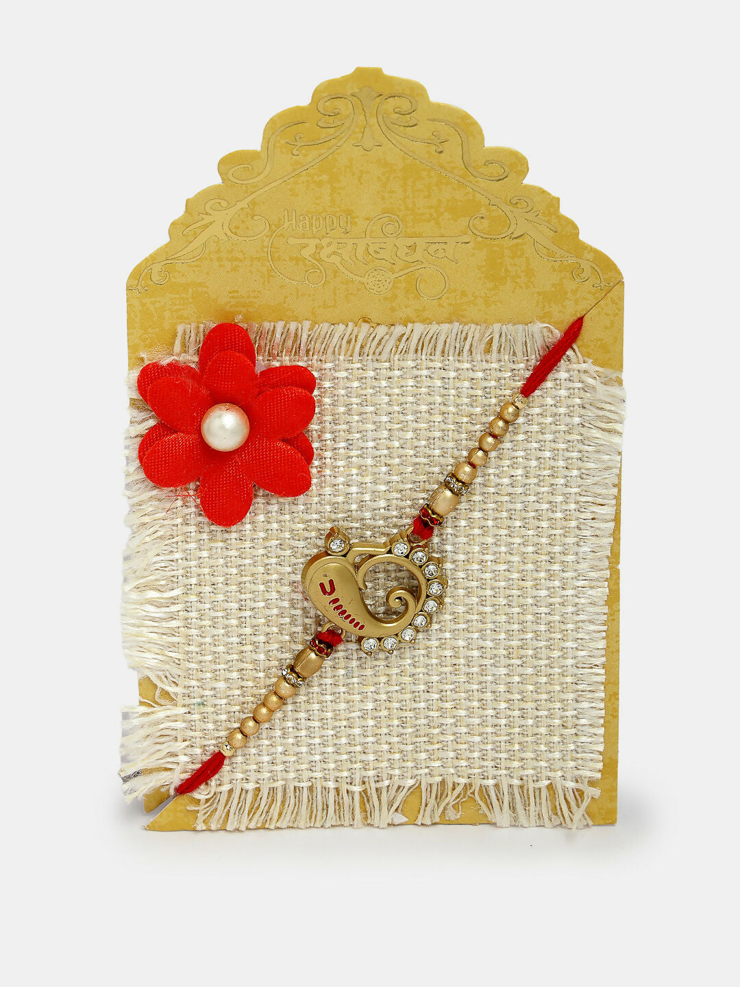 NVR Men Set of 2 Gold-Toned Ganesha Stone-Studded Rakhi With Roli Chawal - Distacart