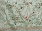 Blue Satin Silk Embroidered Saree With Stitched Blouse - Nimaya Kaksha