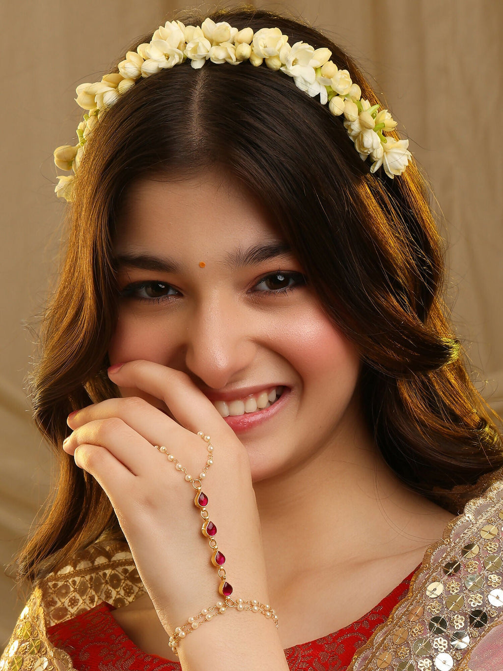 Ruby Raang Mannat Pearl Haath Phool - Distacart