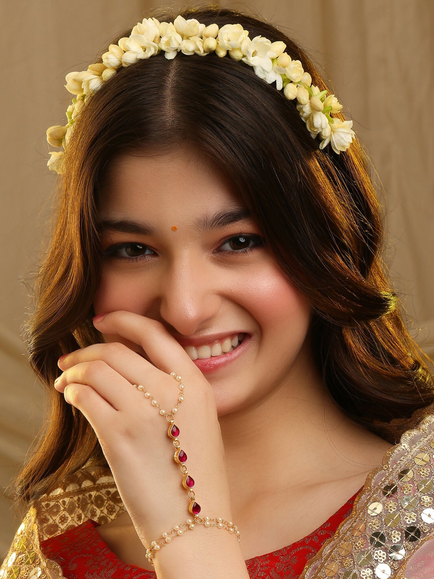 Ruby Raang Mannat Pearl Haath Phool - Distacart