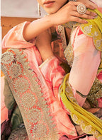 Vegaa Fashion Baby Pink Premium Chinon Embroidered Palazzo Suit