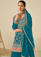 Vegaa Fashion Rama Premium Chinon Embroidered Palazzo Suit