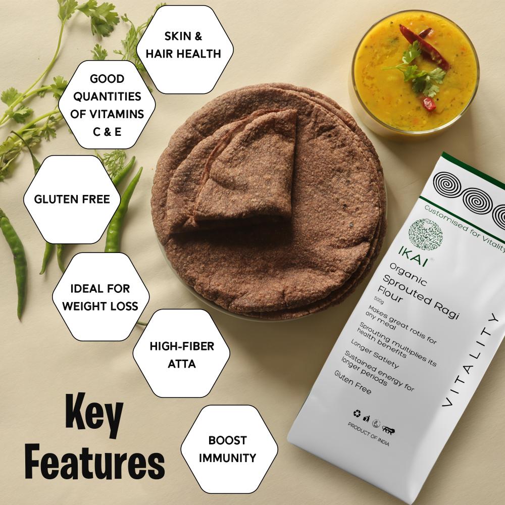 IKAI Organic Sprouted Finger Millet/Ragi Atta - Distacart