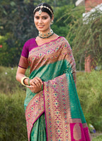 Anaita Rama Banarasi Saree With Blouse Piece - Distacart