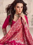 Evanik Women Pink Embroidered Design Wedding Gown with Dupatta - Distacart