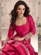 Evanik Women Pink Embroidered Design Wedding Gown with Dupatta - Distacart
