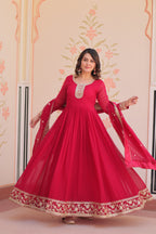 Evanik Faux Georgette With Embroidered Work Wedding Gown Dupatta - Distacart