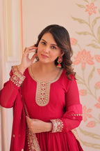 Evanik Faux Georgette With Embroidered Work Wedding Gown Dupatta - Distacart