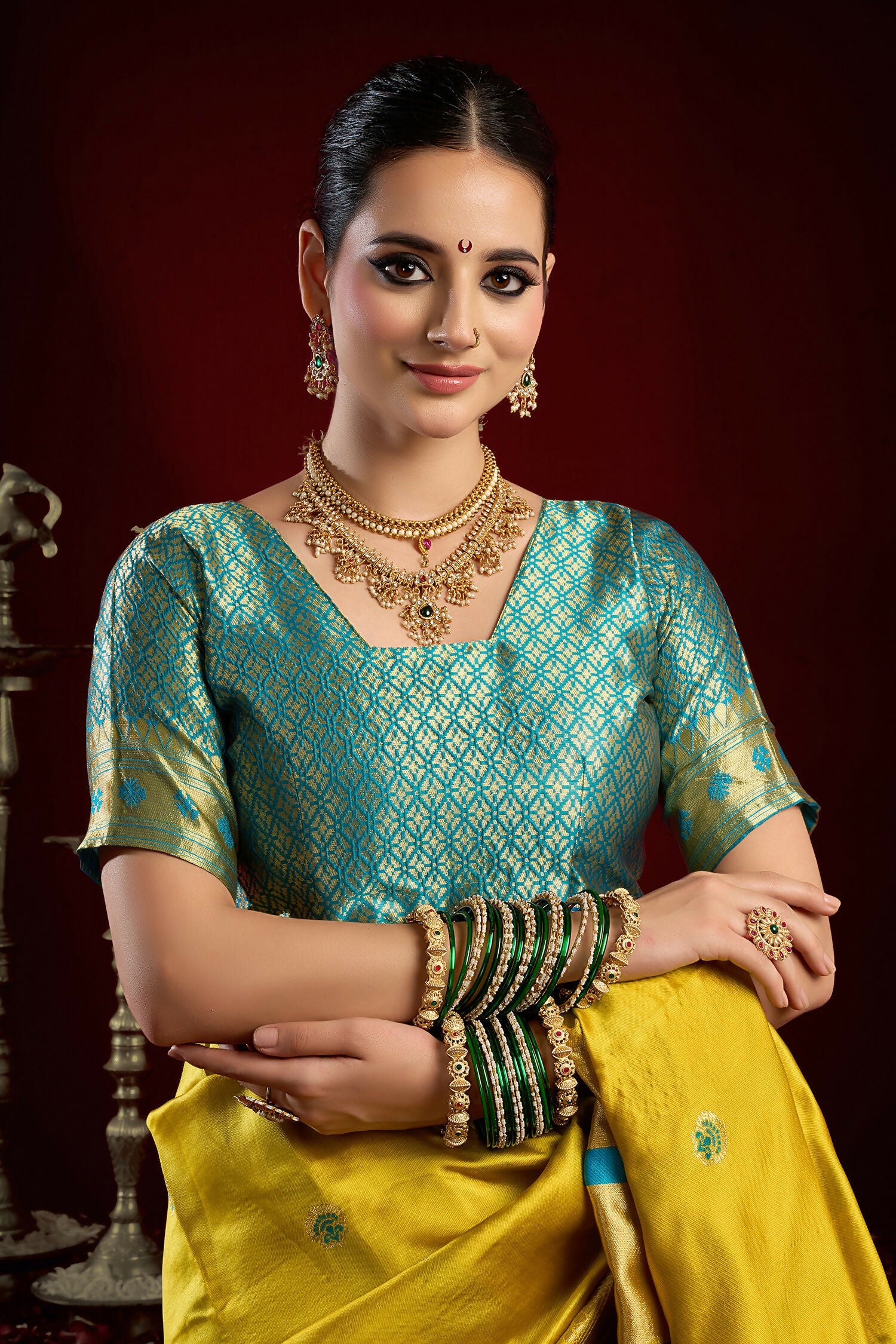 Joban Fashion Yellow Paithani Silk Blend Butti Saree - Distacart
