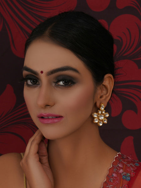 Kundan Earrings (Gold) - Ruby Raang