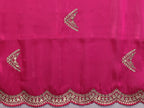 Vastranavya Pink Embroidery Work Shimmer Chiffon Saree with Unstitched Blouse - Distacart