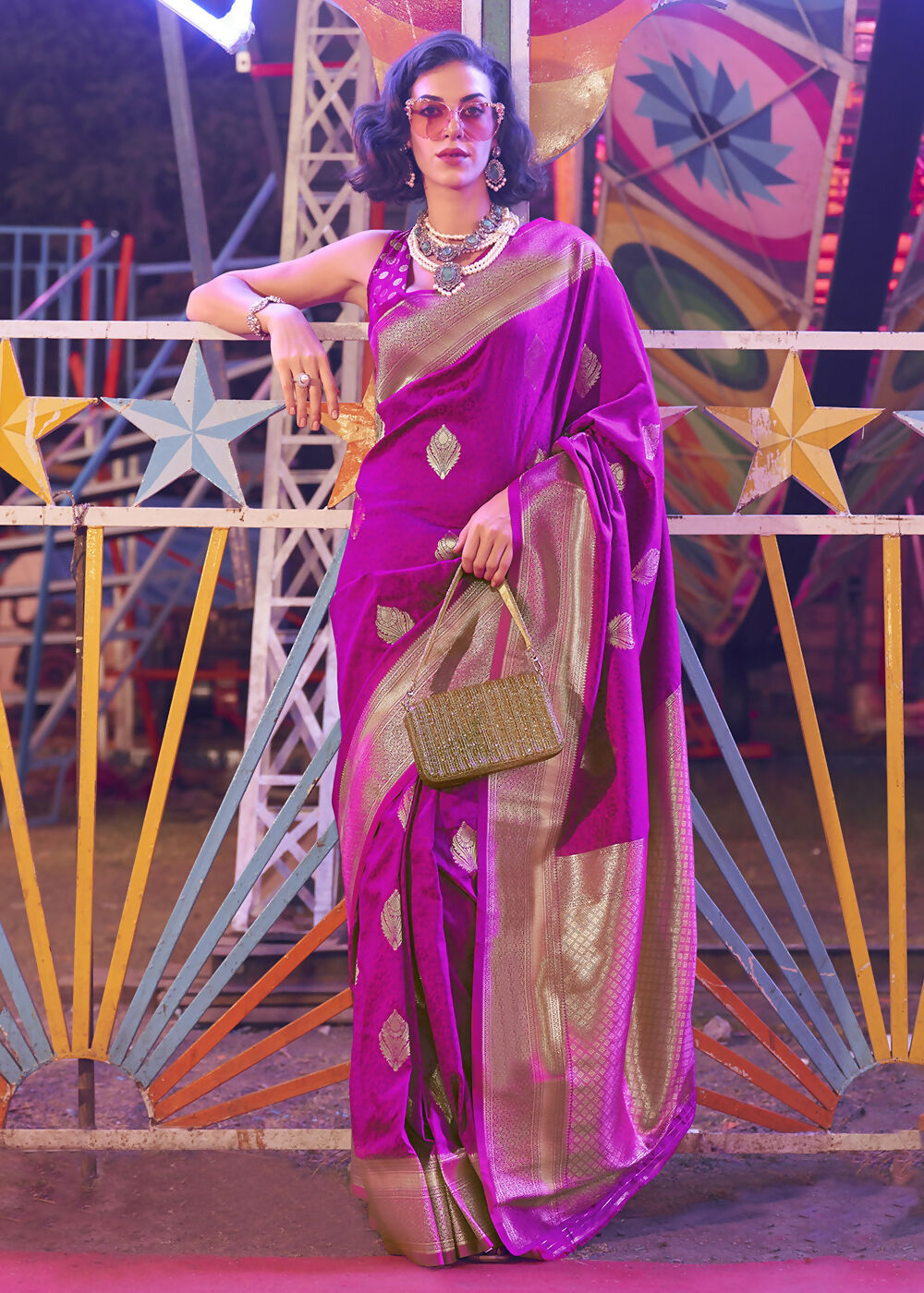Beautiful Magenta Handloom Weaving Silk Saree - Emponline