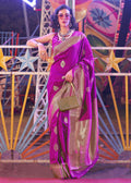 Beautiful Magenta Handloom Weaving Silk Saree - Emponline