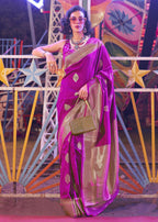 Beautiful Magenta Handloom Weaving Silk Saree - Emponline