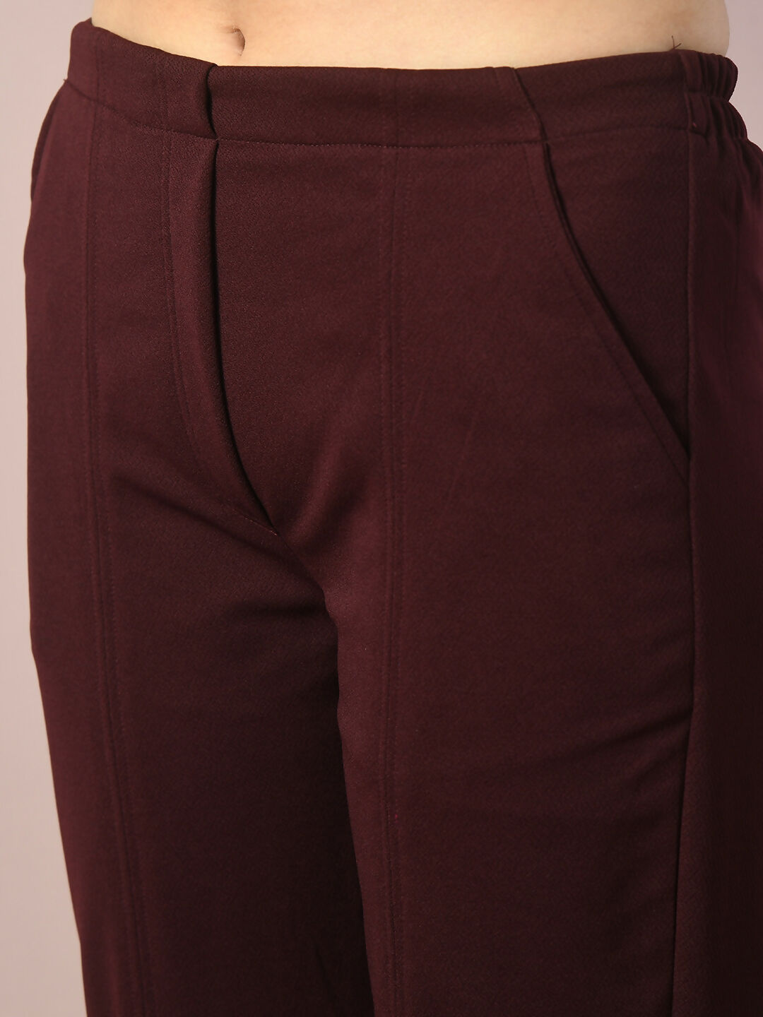 Myshka Women's Coffee Brown Solid Party Parallel Trousers