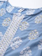 Yufta Blue & White A-Line Dupatta Set