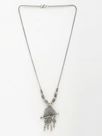 NVR Women's Silver-Toned German Silver Oxidised Pendant with Chain