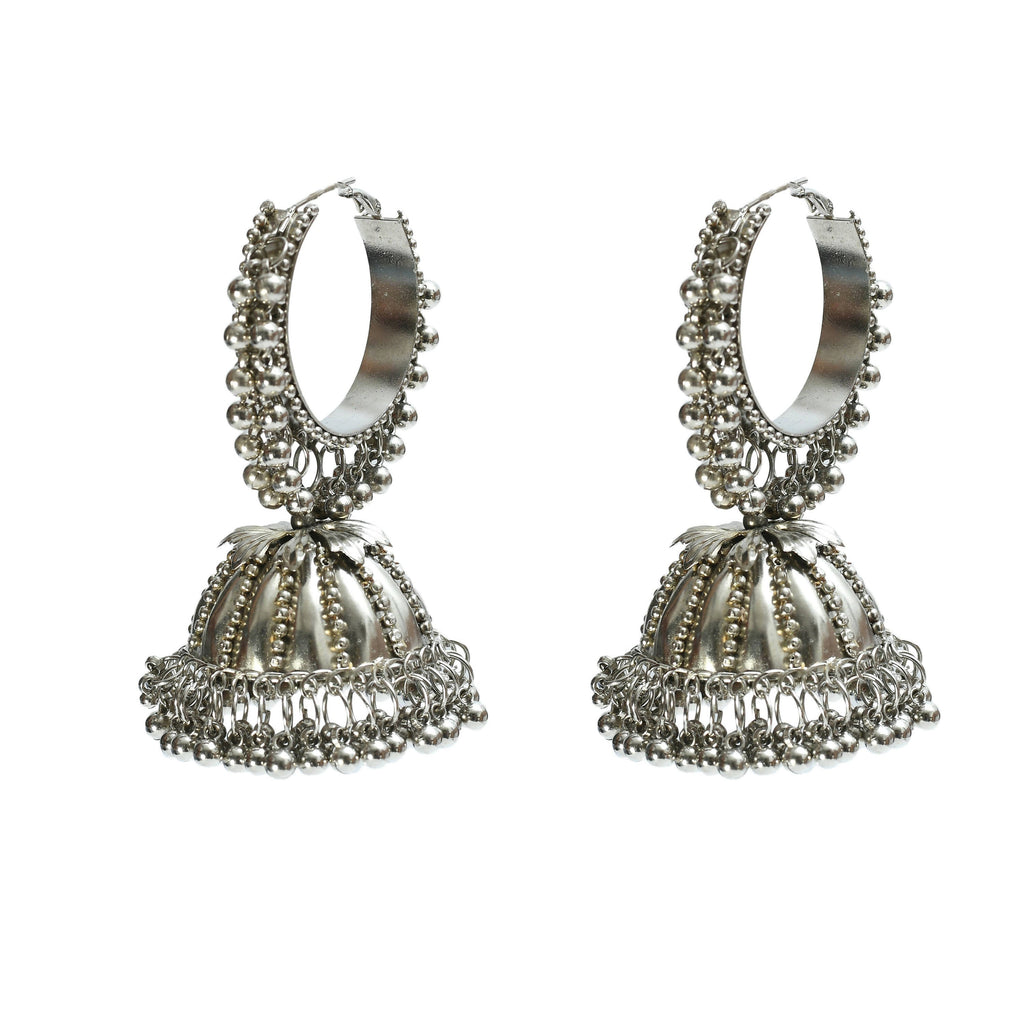 Mominos Fashion Johar Kamal Oxidised Silver-Plated Brass Finish Ghungroo Necklace with Earrings For Women - Distacart