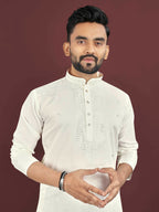 Anaita Beige Embroidered Silk Straight Kurta