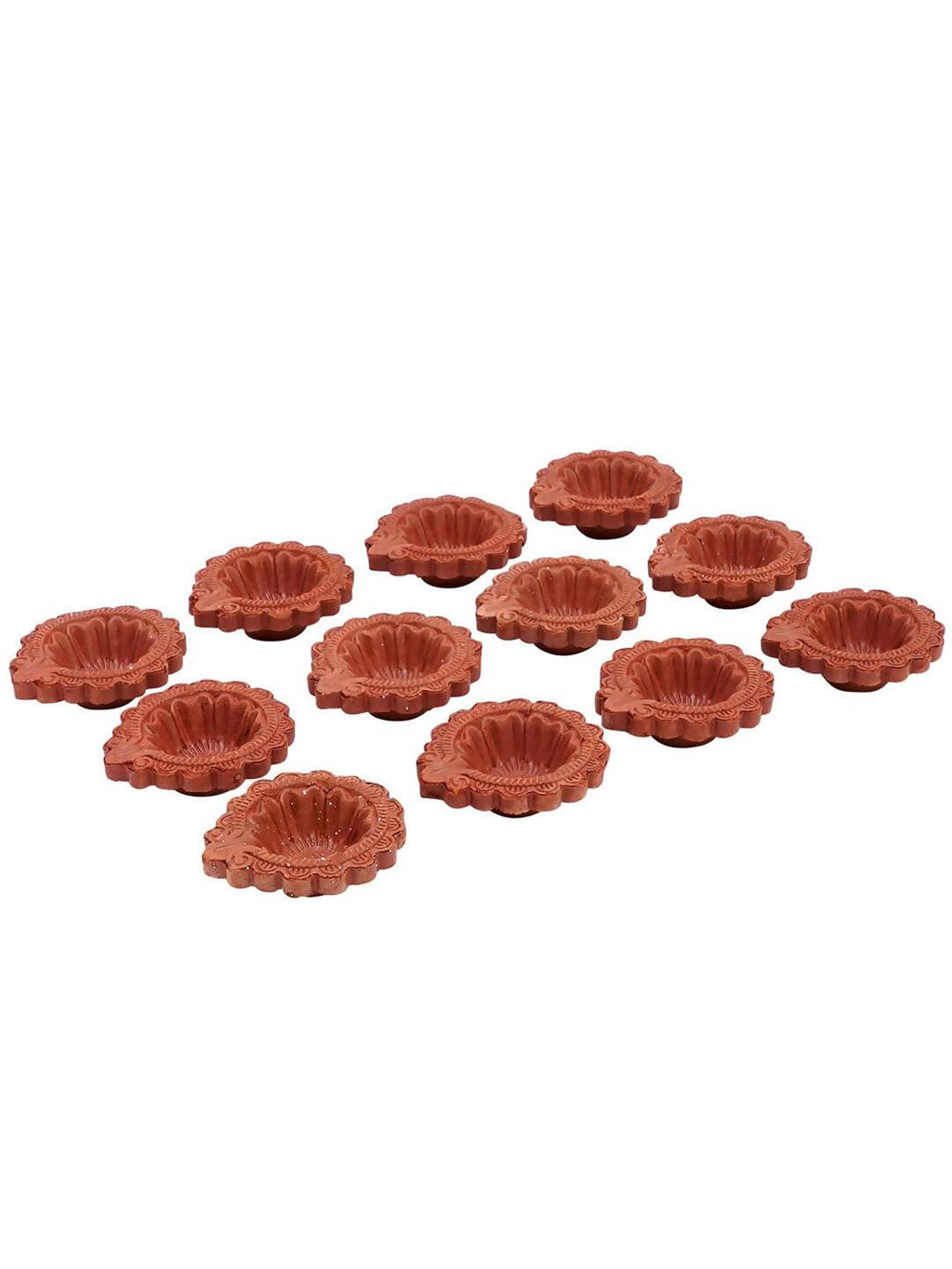 Tied Ribbons Brown Set of 12 Handmade Clay Terracotta Diyas