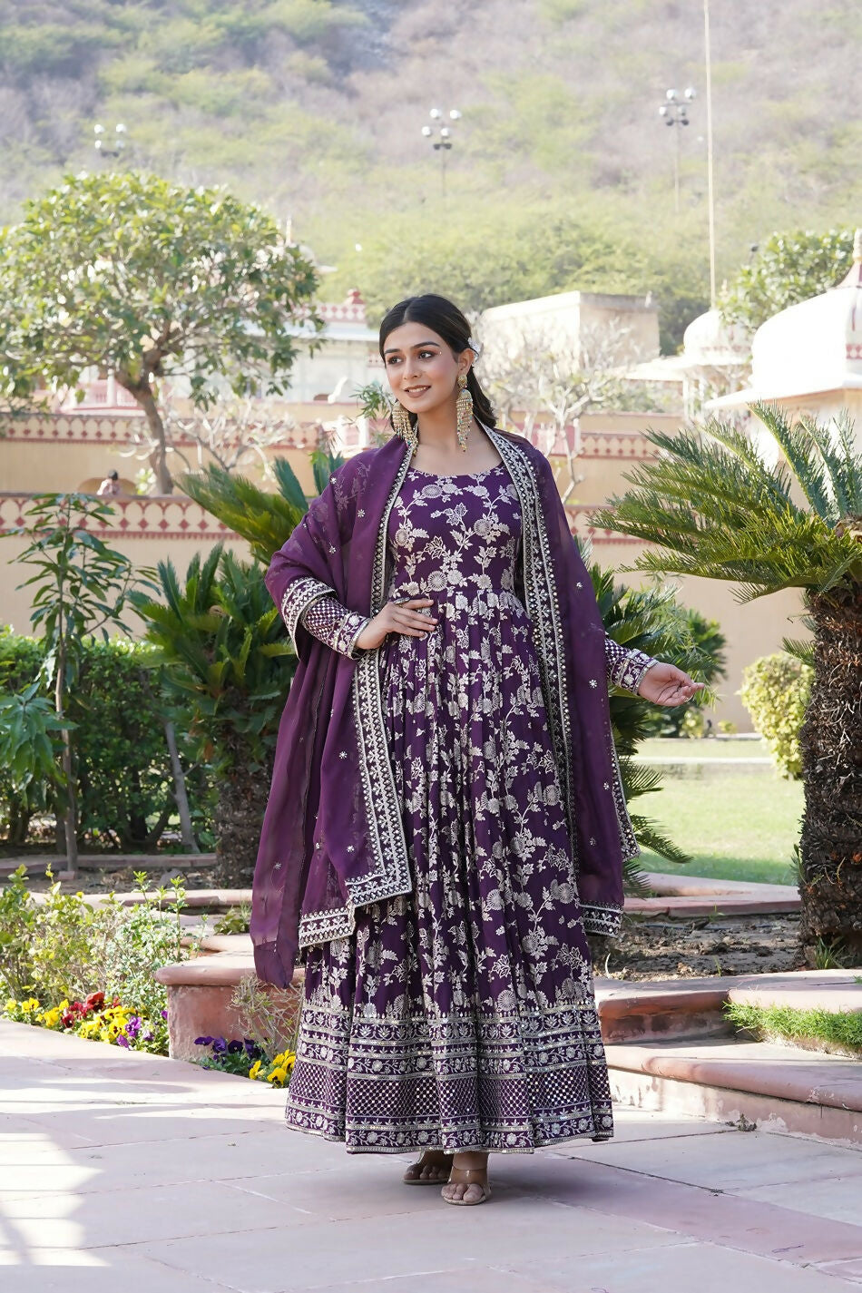 Joban Fashion Wine Viscose Jacquard Sequence Embroidery Work Kurta Set - Distacart