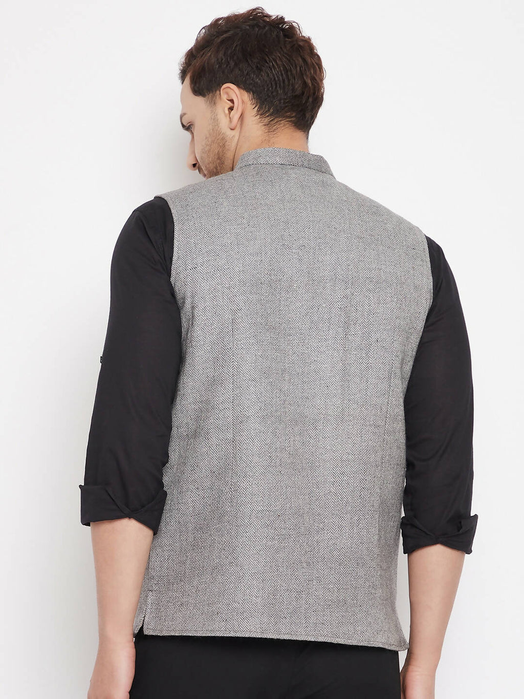 Even Apparels Grey Wool Men Woven Nehru Jacket WL730 - Distacart