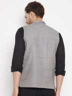 Even Apparels Grey Wool Men Woven Nehru Jacket WL730 - Distacart