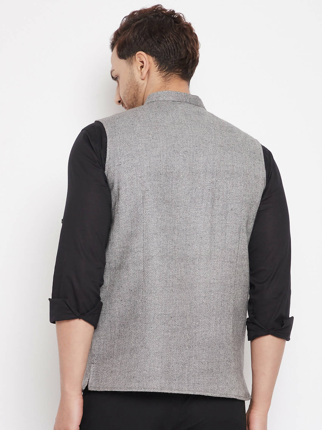 Even Apparels Grey Wool Men Woven Nehru Jacket WL730 - Distacart