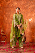 Joban Fashion Olive Green Velvet Embroidery Kurta Set - Distacart
