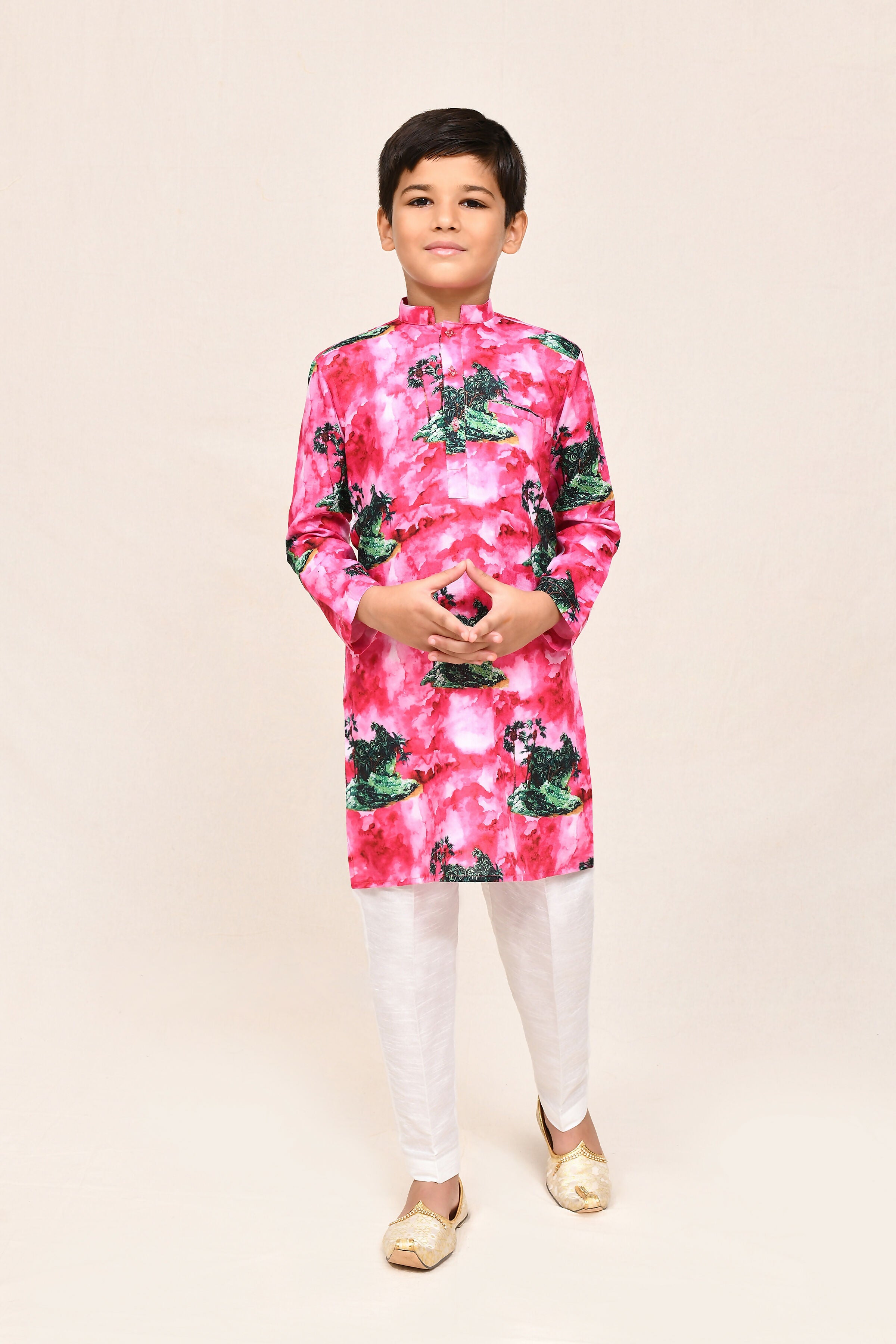 Joban Fashion Cotton Pink Kurta With Straight Fit Pant