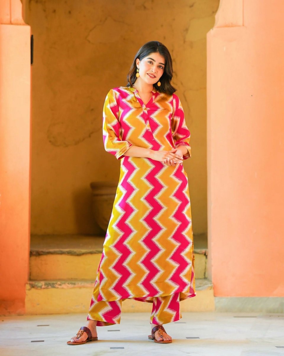 Aayaa Pure Muslin printed Kurti & Pant - Multi Color