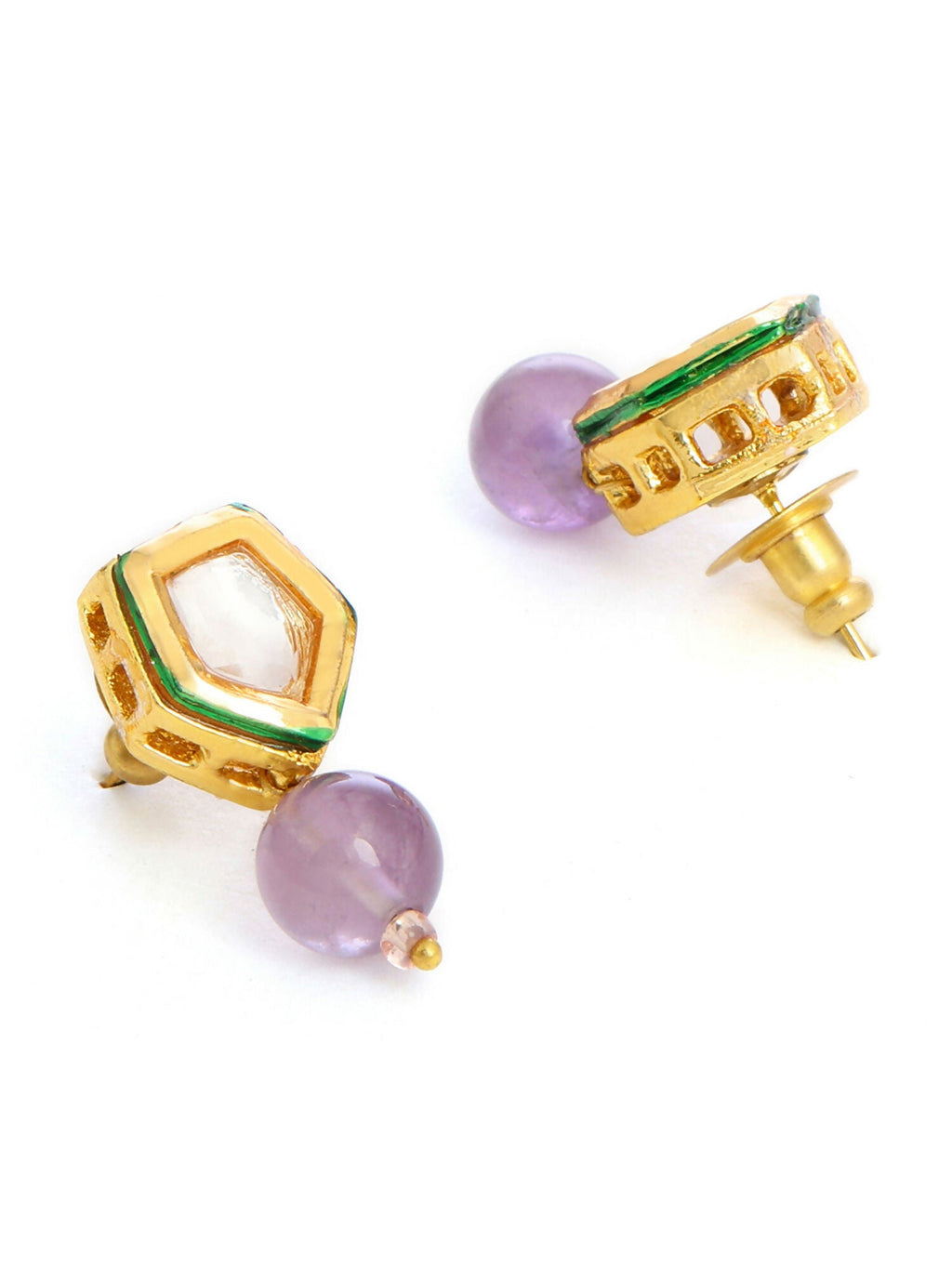 Ruby Raang Purple Amethyst Kundan Studs - Distacart