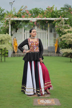 Teeya Creation Multi Colour Reyon Silk Gamathi Work Navratri lehenga Choli