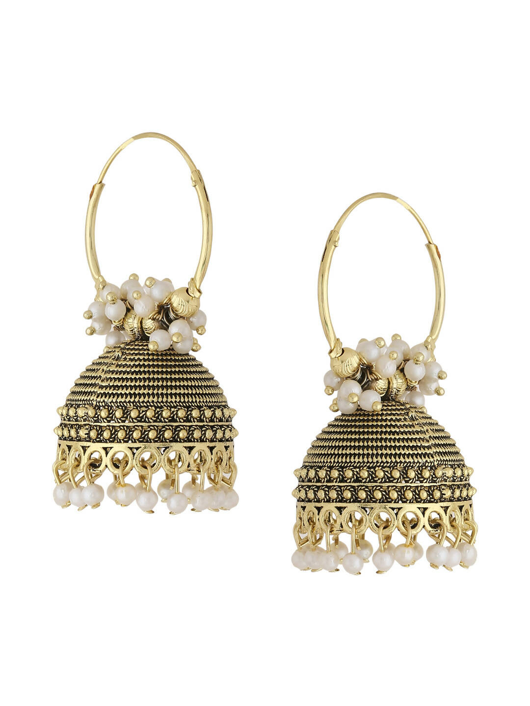NVR Women Gold Toned Contemporary Jhumkas Earrings - Distacart