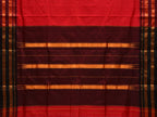 Red and Brown Narayanpet Silk Plain Saree with Traditional Border Design No Blouse - Global Threads