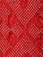 Red and Green Badhani Silk Handloom Saree with Geometrical Body and Kalamkari Pallu and Blouse Design - Global Threads