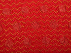Red and Green Bandhani Uppada Silk Handloom Saree with Nilambari Buta Design - Global Threads