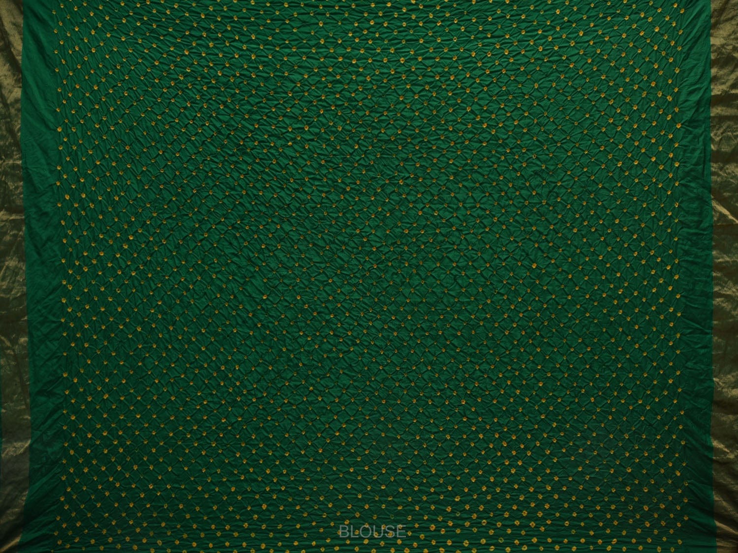 Red and Green Bandhani Uppada Silk Handloom Saree with Nilambari Buta Design - Global Threads