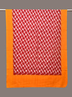 Red and Yellow Pochamaplly Ikat Cotton Handloom Dupatta with Grill Design - Global Threads