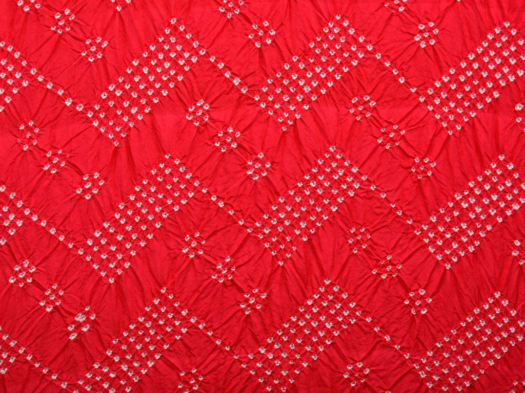 Red Bandhani Kanchipuram Silk Handloom Dupatta with Border Design - Global Threads