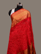 Red Bandhani Kanchipuram Silk Handloom Dupatta with Border Design - Global Threads