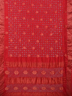Red Bandhani Uppada Silk Handloom Saree with Nilambari Buta Design - Global Threads