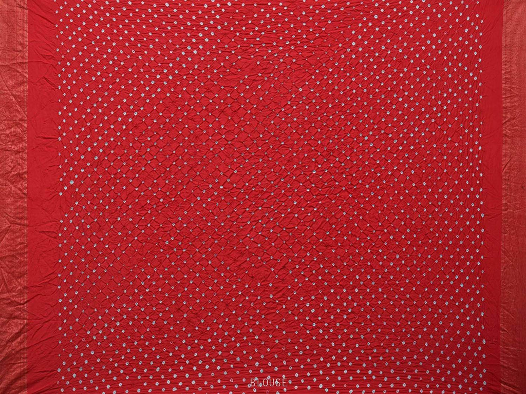 Red Bandhani Uppada Silk Handloom Saree with Nilambari Buta Design - Global Threads