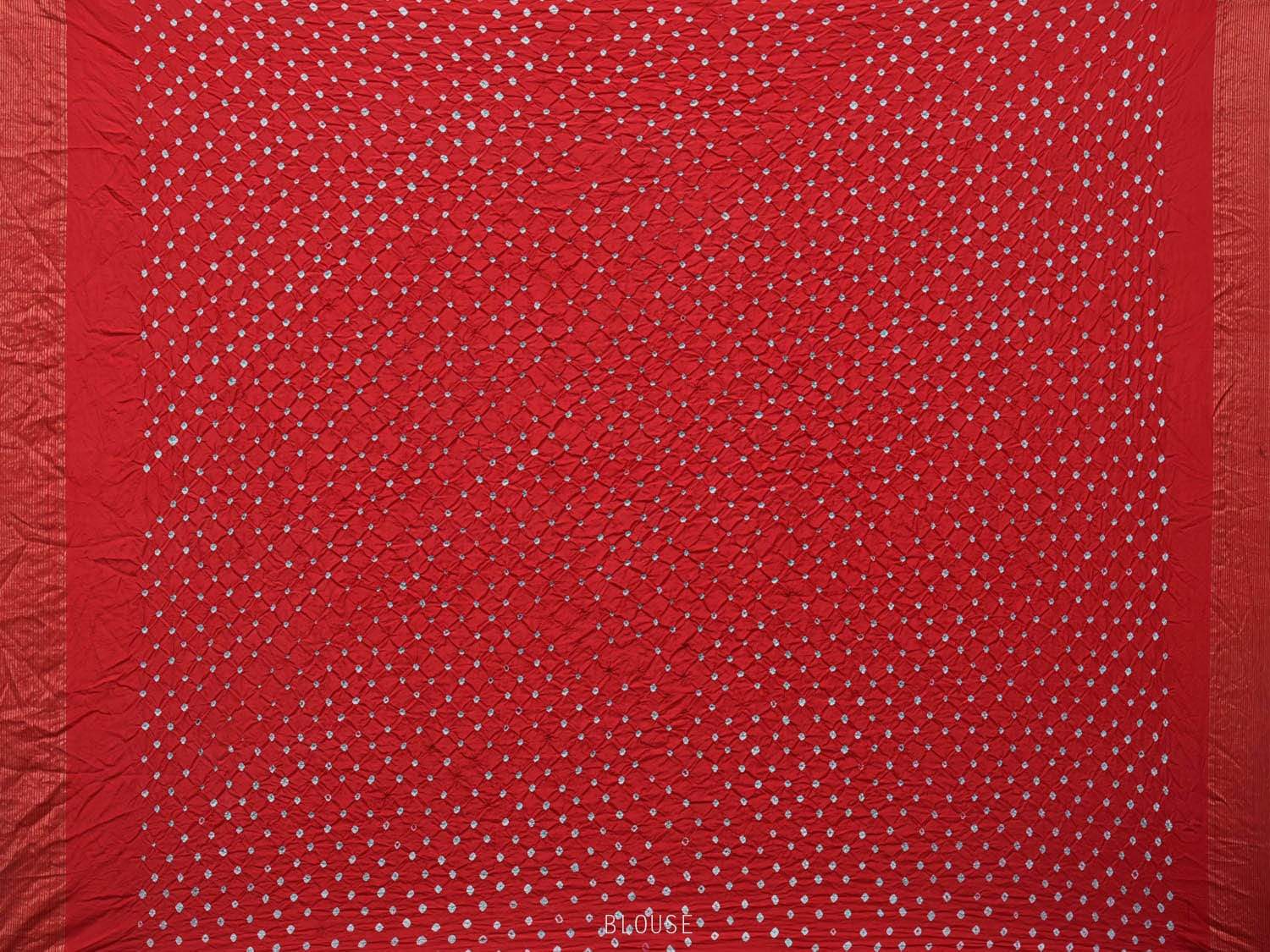Red Bandhani Uppada Silk Handloom Saree with Nilambari Buta Design - Global Threads