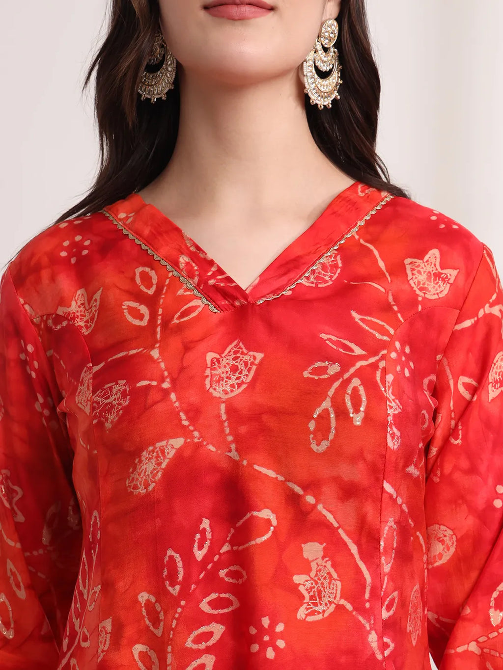 Yufta Red Ethnic Motifs Lace Work Anarkali Kurta And Trouser With Dupatta Set - Distacart