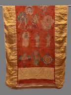 Red Kalamkari Hand Painted Kanchipuram Silk Handloom Dupatta with Dashavatar Design - Global Threads